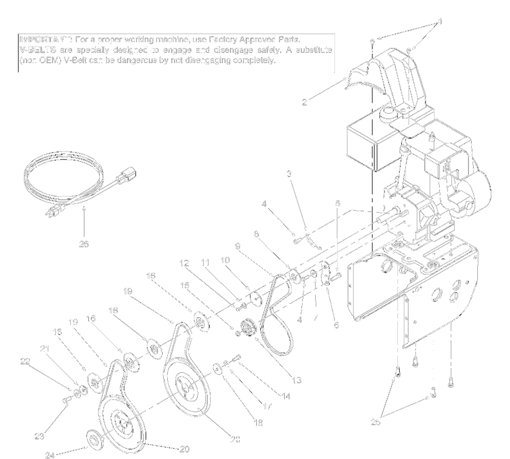 Beltsandengine Accessories Diagram and Parts List for 31AE640F000 2003 Yard Machines Snow Blower